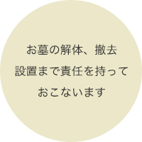 お墓の解体、撤去、設置まで責任を持っておこないます。